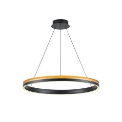 Φωτιστικό κρεμαστό μεταλλικό στρογγυλό LED 60W θερμό φως 3000K 3600lm μαύρο-χρυσό ARTE ILLUMINA Serenity Φωτιστικό κρεμαστό μεταλλικό στρογγυλό LED 60W θερμό φως 3000K 3600lm μαύρο-χρυσό ARTE ILLUMINA Serenity