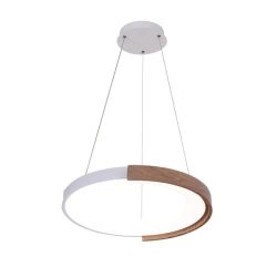Φωτιστικό κρεμαστό μεταλλικό LED 36W 3CCT 3000-4000-6000K 4320lm Φ495mm λευκό-φυσικό ξύλο ARTE ILLUMINA Yoru