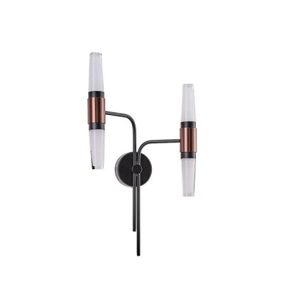 Απλίκα τοίχου αλουμινίου LED 2x6W θερμό χρώμα φωτός 3000K 1200lm 420x130mm μαύρο - χρυσό  Arte Illumina Velas