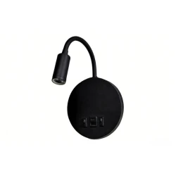 Απλίκα ανάγνωσης διπλού φωτισμού αλουμινίου Arte Illumina 3+7W 150+500lm 3000K Φ150x458mm με USB Type-C και βραχίονα μαύρη