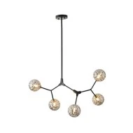 Φωτιστικό Κρεμαστό Μέταλλο-Γυαλί Arte Illumina Atom 5Φωτο 5xG9 Max 5x7W 800x500x900mm Μαύρο-Γκρι