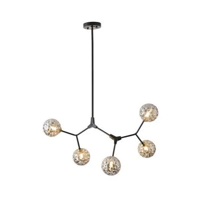 Φωτιστικό Κρεμαστό Μέταλλο-Γυαλί Arte Illumina Atom 5Φωτο 5xG9 Max 5x7W 800x500x900mm Μαύρο-Γκρι