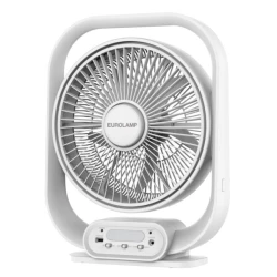 Ανεμιστήρας box fan επαναφορτιζόμενος Φ38 20W με LED φως 2W λευκός (300-21002)
