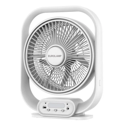 Ανεμιστήρας box fan επαναφορτιζόμενος Φ38 20W με LED φως 2W λευκός (300-21002)