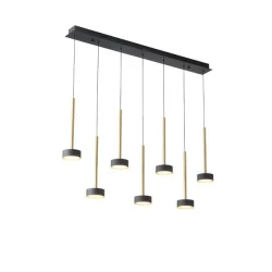 Μοντέρνο κρεμαστό φωτιστικό μονόφωτο LED 55W θερμό φως 3000K 3300lm μαύρο-χρυσό χρώμα