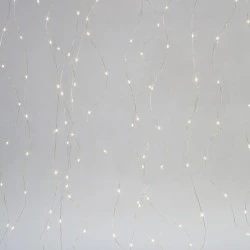 Κουρτίνα με 400 mini led χριστουγεννιάτικα λαμπάκια 20 γραμμών με ασημί χαλκό, θερμό λευκό φως IP44