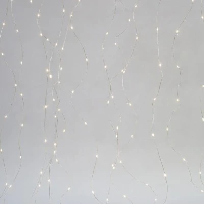 Κουρτίνα με 400 mini led χριστουγεννιάτικα λαμπάκια 20 γραμμών με ασημί χαλκό, θερμό λευκό φως IP44