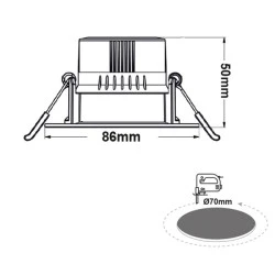 Φωτιστικό σποτ LED χωνευτό στρογγυλό 7W 230V SMD δέσμης 40° Ra80 με δυνατότητα επιλογής φωτός