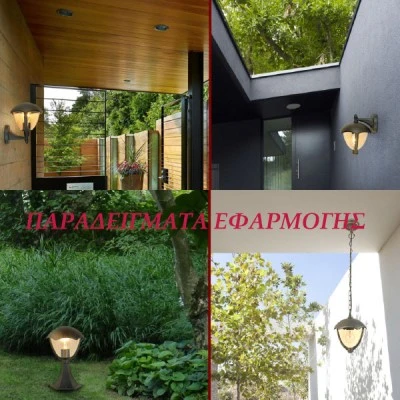 Aπλίκα φαναράκι κήπου γκρι κάτω αλουμινίου με διαφανές πολυκαρμπονάτ κάλυμμα & ντουι E27