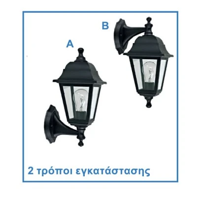 Απλίκα φανάρι πλαστικό κήπου τετράγωνο λευκό με διάφανες γυαλί & ντουί  E27 στεγανά IP44
