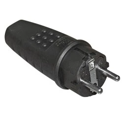 Φις αρσενικό σούκο μαύρο από καουτσούκ 16Α 250V