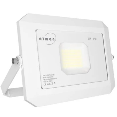 Προβολέας led SMD super slim λευκός 50W 230V 4000k ενδιάμεσο φως 5500lm στεγανός IP66