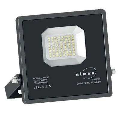 Προβολέας LED SMD SUPER SLIM 50W 24V DC θερμό λευκό φως 3000k 5500lm στεγανός IP65