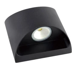 Led απλίκα επίτοιχη μαύρη Up-Down Οβάλ 2x3W 3000k θερμό φως 650lm δέσμης 95° στεγανή IP54