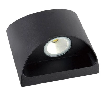 Led απλίκα επίτοιχη μαύρη Up-Down Οβάλ 2x3W 3000k θερμό φως 650lm δέσμης 95° στεγανή IP54