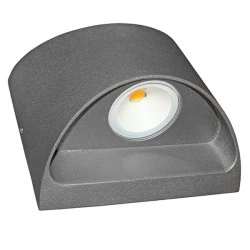 Led απλίκα επίτοιχη γκρι Up-Down Οβάλ 2x3W 3000k θερμό φως 650lm δέσμης 95° στεγανή IP54