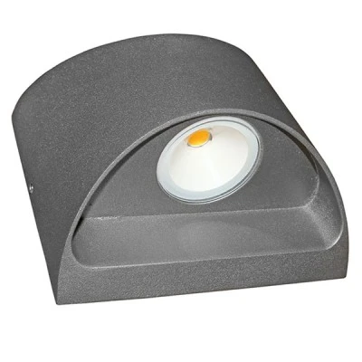 Led απλίκα επίτοιχη γκρι Up-Down Οβάλ 2x3W 3000k θερμό φως 650lm δέσμης 95° στεγανή IP54