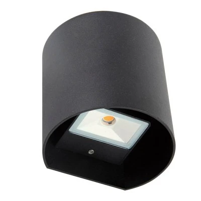 Led απλίκα επίτοιχη μαύρη Up-Down κυλινδρική 6W 3000k θερμό φως 650lm δέσμης 95° στεγανή IP54 Led απλίκα επίτοιχη μαύρη Up-Down κυλινδρική 6W 3000k θερμό φως 650lm δέσμης 95° στεγανή IP54