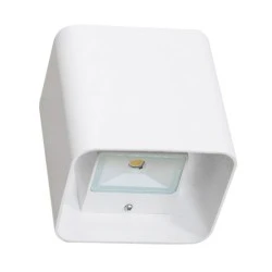 Led απλίκα επίτοιχη λευκή Up-Down κύβος 6W 3000k θερμό φως 650lm δέσμης 95° στεγανή IP54