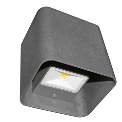 Led απλίκα επίτοιχη γκρι Up-Down κύβος 6W 3000k θερμό φως 650lm δέσμης 95° στεγανή IP54