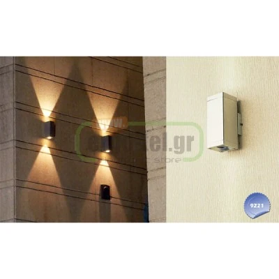 Led φωτιστικό σποτ ασημί 2W ψυχρό φως διπλής κατεύθυνσης 45° 230V στεγανό IP54