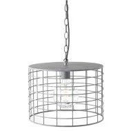 Ασημί κρεμαστό φωτιστικό με metallic λάμψη και design κλουβί μονόφωτο για Ε27