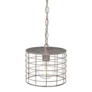Κρεμαστό φωτιστικό metallic με αλυσίδα και design κλουβί μονόφωτο για Ε27