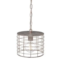 Κρεμαστό φωτιστικό metallic με αλυσίδα και design κλουβί μονόφωτο για Ε27