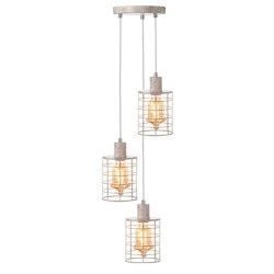Κρεμαστό φωτιστικό vintage metallic με design κλουβί τρίφωτο για λάμπες Ε27