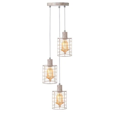 Κρεμαστό φωτιστικό vintage metallic με design κλουβί τρίφωτο για λάμπες Ε27