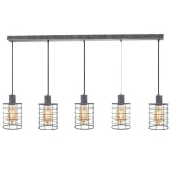 Ασημί vintage φωτιστικό metallic λάμψη με design κλουβί πεντάφωτο για λάμπες Ε27