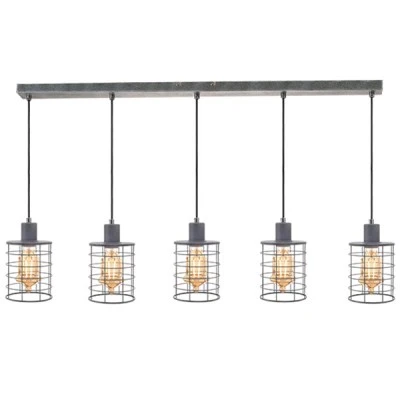 Ασημί vintage φωτιστικό metallic λάμψη με design κλουβί πεντάφωτο για λάμπες Ε27 Ασημί vintage φωτιστικό metallic λάμψη με design κλουβί πεντάφωτο για λάμπες Ε27