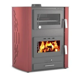 Σόμπα ξύλου υδραυλική GSW 35Kw OVEN με συρτάρι συλλογής στάχτης στο κάτω μέρος και εμαγιέ φούρνο