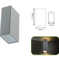 Led απλίκα επίτοιχη UP-DOWN CUBES 2W 230V SMD EPISTAR LED 3000k θερμό λευκό φως γκρι