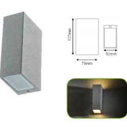 Led απλίκα επίτοιχη UP-DOWN CUBES 2W 230V SMD EPISTAR LED 3000k θερμό λευκό φως γκρι
