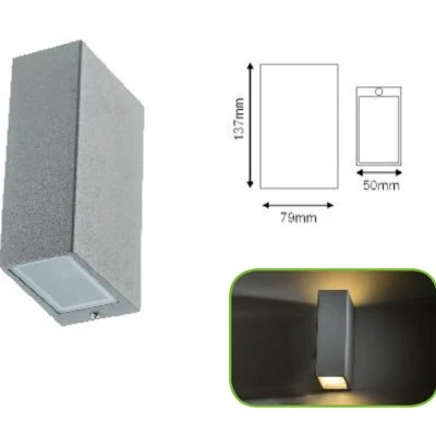 Led απλίκα επίτοιχη UP-DOWN CUBES 2W 230V SMD EPISTAR LED 3000k θερμό λευκό φως γκρι
