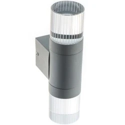 Επιτοίχια απλίκα UP-DOWN CLEAR 2W 230V LED 3000k θερμό λευκό φως GREY εξωτερικού χώρου IP44