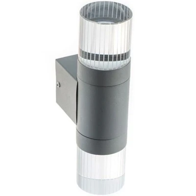 Επιτοίχια απλίκα UP-DOWN CLEAR 2W 230V LED 3000k θερμό λευκό φως GREY εξωτερικού χώρου IP44