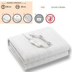 Ηλεκτρική κουβέρτα μονή πολυεστέρα 60W 230V με χειριστήριο & προστασία υπερθέρμανσης