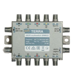 Πολυδιακόπτης Cascade TERRA SRM522 ευρείας ζώνης μονού καλωδίου με 2 εξόδους και παθητική επίγεια διαδρομή TV
