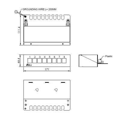 Επιτοίχιο patch panel 8 θυρών για μονάδες Keystone 1U μεταλλικό γκρι ARLI 1359 171x111.4x44.4mm