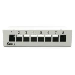 Επιτοίχιο patch panel 8 θυρών για μονάδες Keystone 1U μεταλλικό γκρι ARLI 1359 171x111.4x44.4mm