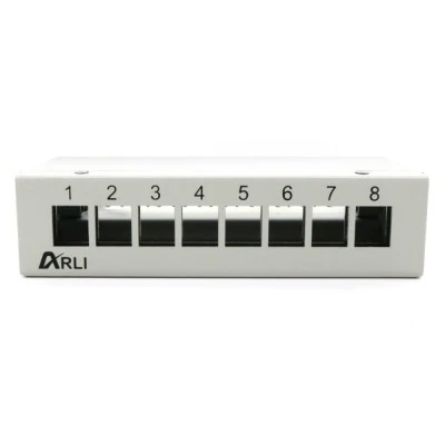 Επιτοίχιο patch panel 8 θυρών για μονάδες Keystone 1U μεταλλικό γκρι ARLI 1359 171x111.4x44.4mm