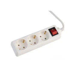 Πολύπριζο 3 θέσεων Schuko FTT19-010  με διακόπτη, καλώδιο 1,5m και ισχύ 3500W