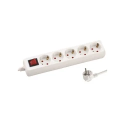 Πολύπριζο 5 θέσεων Schuko FTT19-012 με διακόπτη, καλώδιο 1,5m και ισχύ 3500W