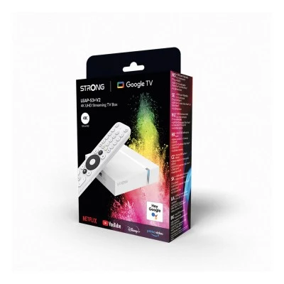 Δέκτης IPTV TV Box STRONG LEAP-S3+V2 Google TV Android 14 4K UHD Cortex-A35 Dual WiFi Dolby Vision Atmos