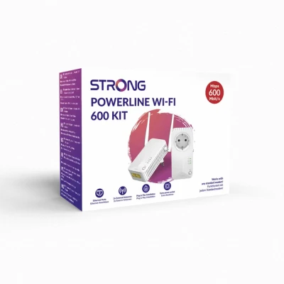Κιτ επέκτασης δικτύου μέσω ρεύματος STRONG Powerline 600 Duo Wi-Fi EU V2 με ταχύτητα έως 600Mbps και ενσωματωμένη πρίζα
