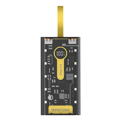 Power Bank PATONA Clear 2.0 20000mAh 22.5W με ενσωματωμένα καλώδια και οθόνη LED 135x68x42mm Power Bank PATONA Clear 2.0 20000mAh 22.5W με ενσωματωμένα καλώδια και οθόνη LED 135x68x42mm