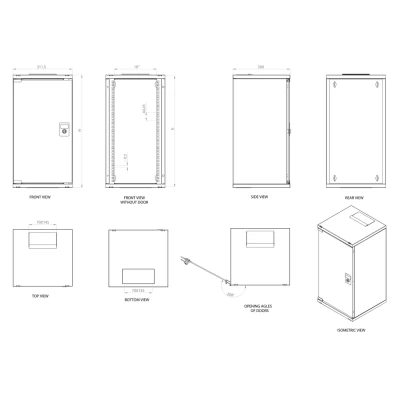 Επιτοίχια καμπίνα δικτύου RACK ARLI 10 ιντσών 12U 312×300×593mm με γυάλινη πόρτα και κλειδαριά