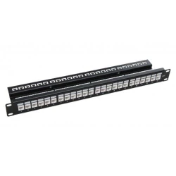 Πίνακας διασύνδεσης Patch Panel για Rack 19" 24 θυρών Cat6 1U μεταλλικό με θωρακισμένες υποδοχές μαύρο 483x44x135mm Πίνακας διασύνδεσης Patch Panel για Rack 19" 24 θυρών Cat6 1U μεταλλικό με θωρακισμένες υποδοχές μαύρο 483x44x135mm